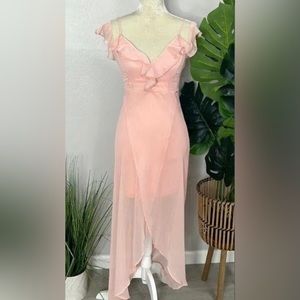 Guess peachy pink off the shoulder ruffle dress